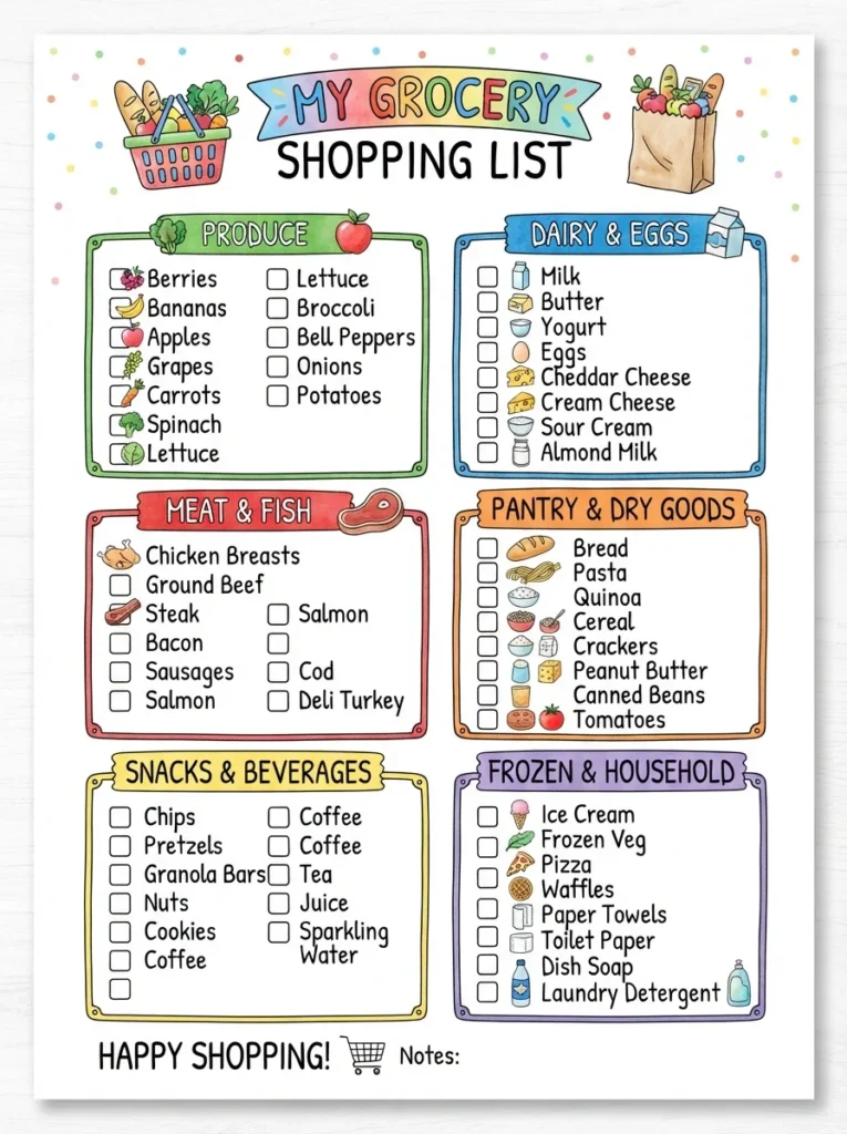 Printable Grocery Checklist