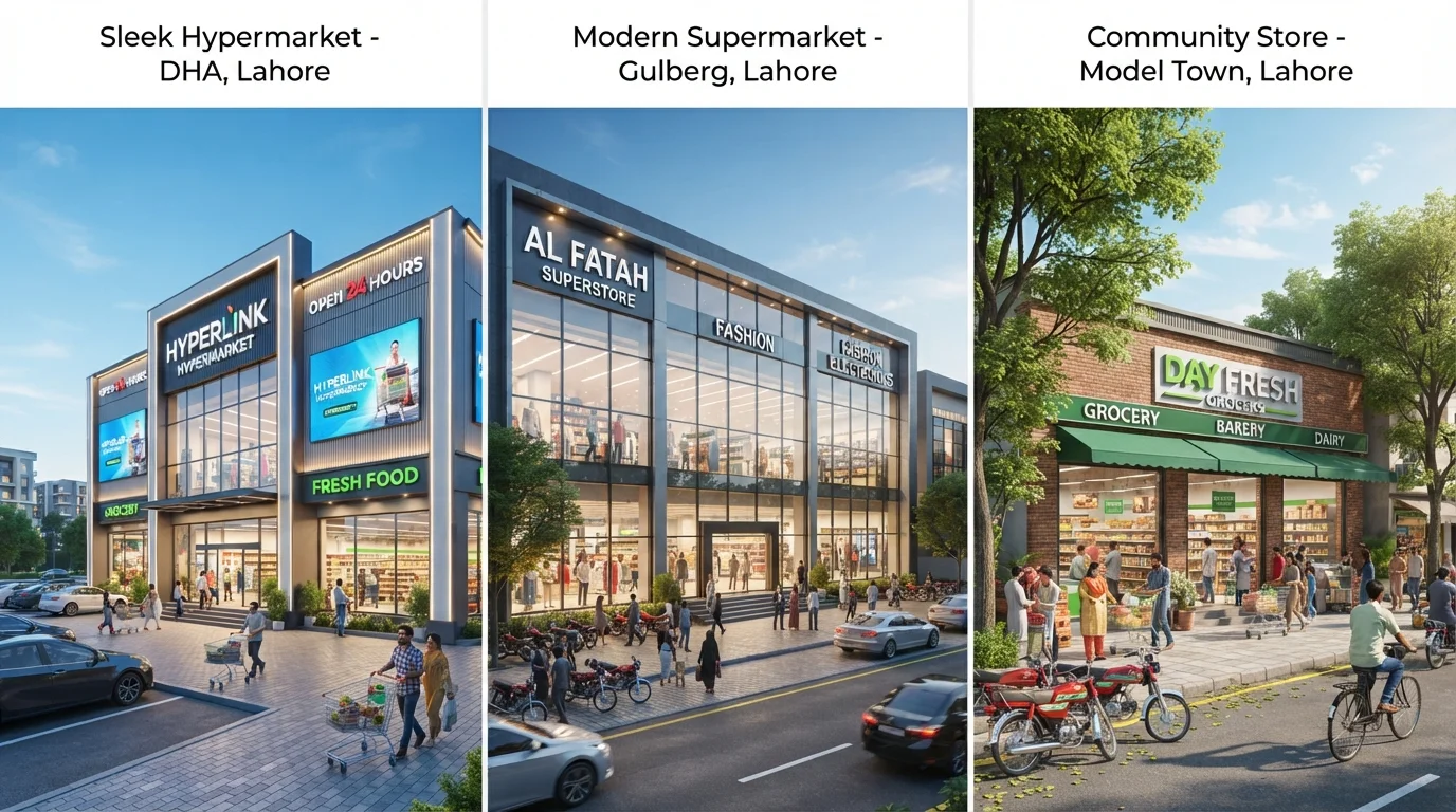supermarkets in dha gulberg and model town lahore