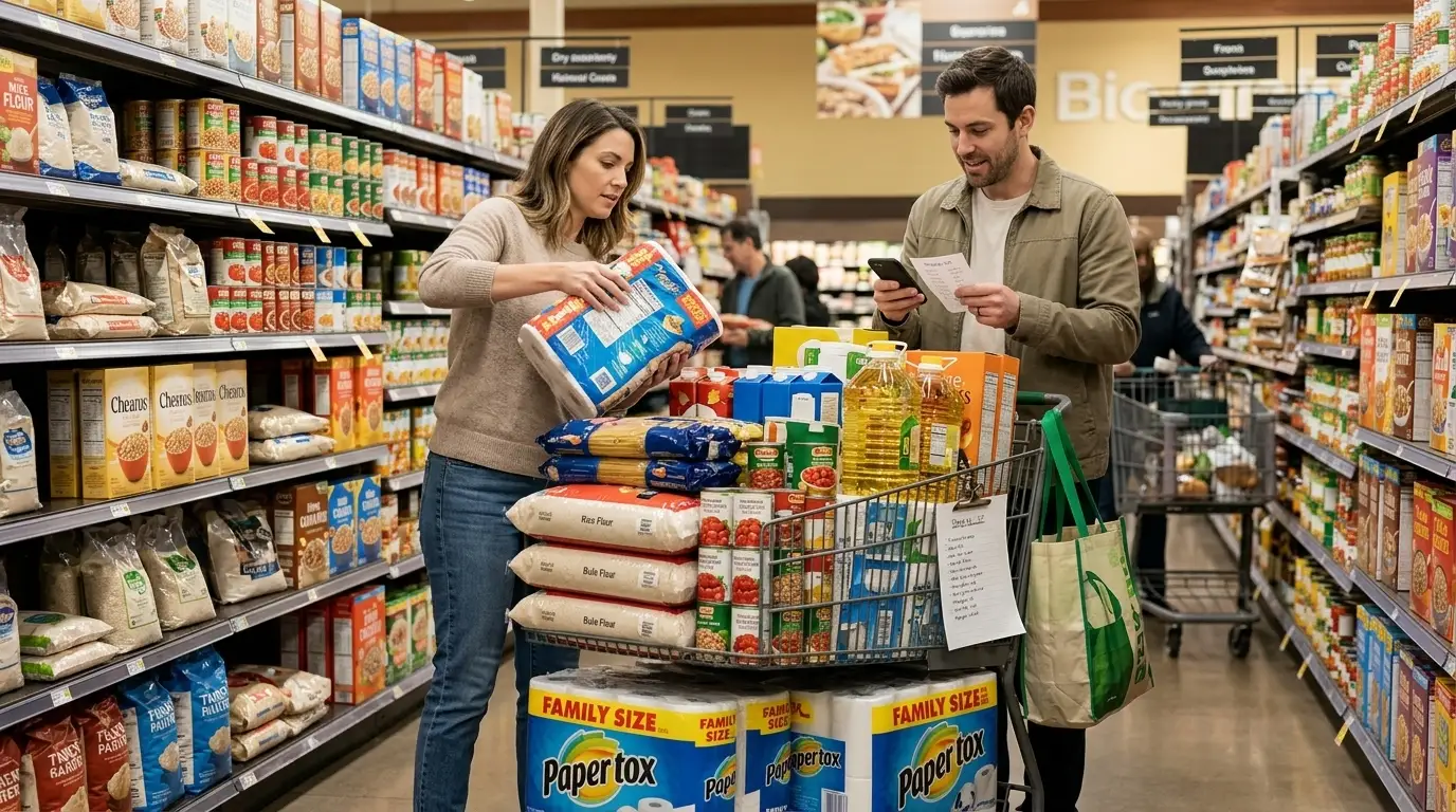 Monthly grocery shopping can save time